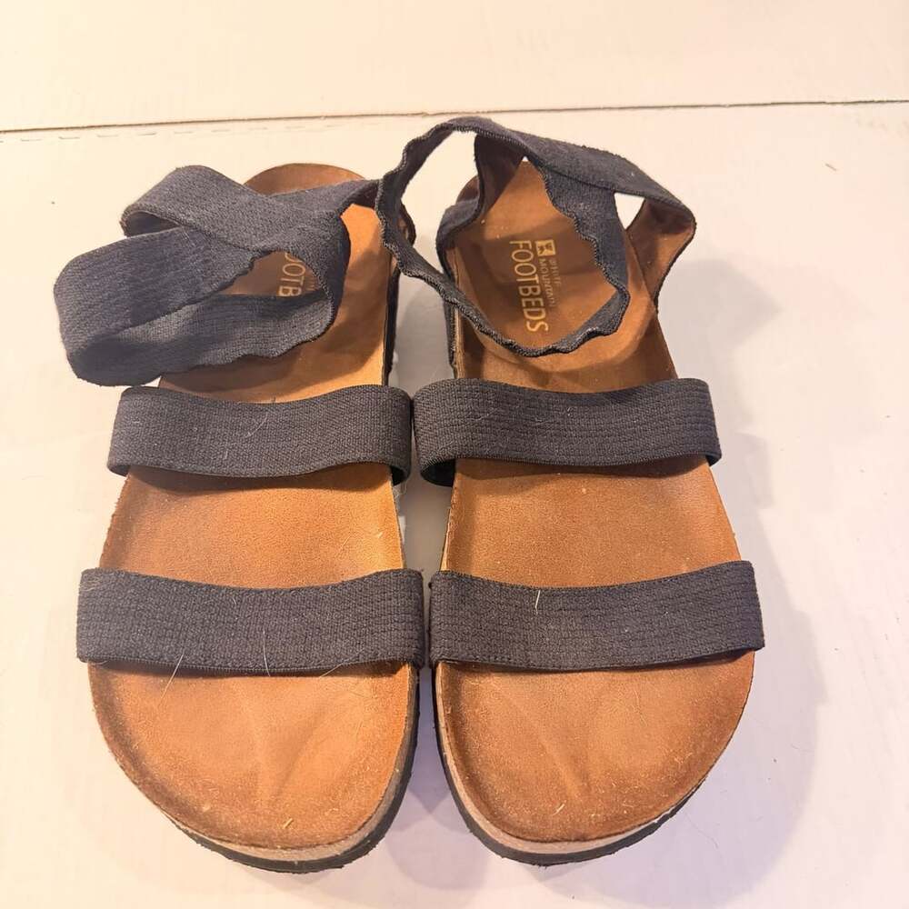White Mountain Harlequin Stretch Footbed Sandals Black